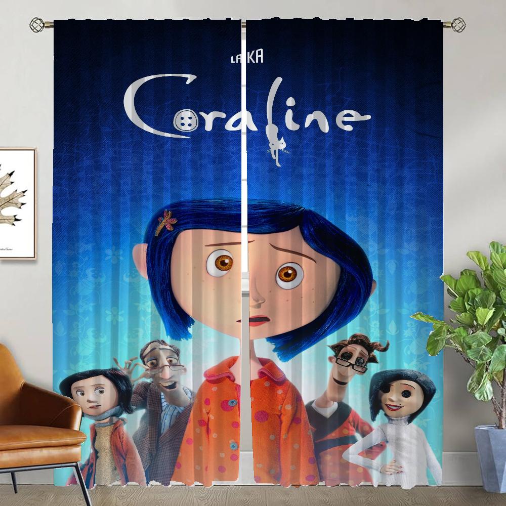 Window Curtain for Room 2 Panel Coralines Curtains for Bedroom Halloween Decoration Shades Home Interior Curtains Partition