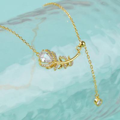 Leaf Feather Necklace for Women's Niche Design Temperament Necklace for Women's Clarbone Chain