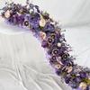 Uflower 200cm Atficial Purple Flower Row Runner Elegant Artificial Center Stage Background for Wedding Party Home Decoration