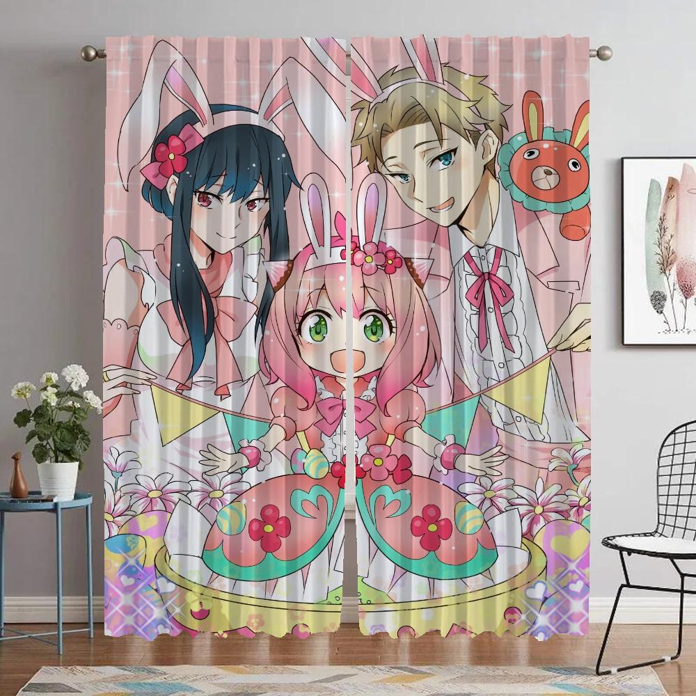Spy X Family Elegant Room Curtains for Living Room Halloween Decoration Window Curtain Home Interior Curtains 2 Pieces Shades