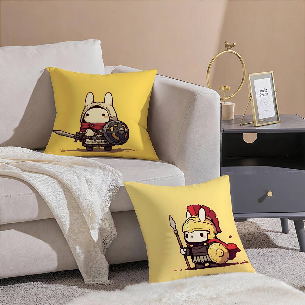 Cute Rabbit Dresses Pillow Case Comfort Sofa Bed Silky Elegant Invisible Zipper Decorative Cushion Cover