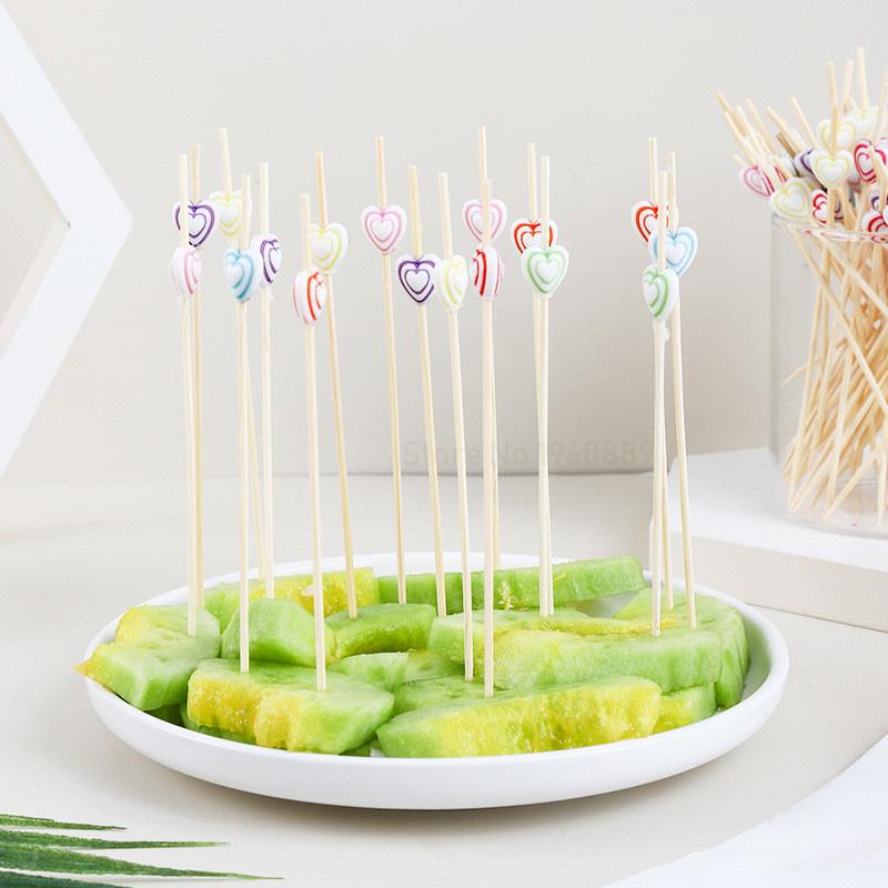 100Pcs Butterfly Disposable Bamboo Skewers Food Cocktail Picks Buffet Fruit Cupcake Fork Sticks Party Table Decoration Supplies