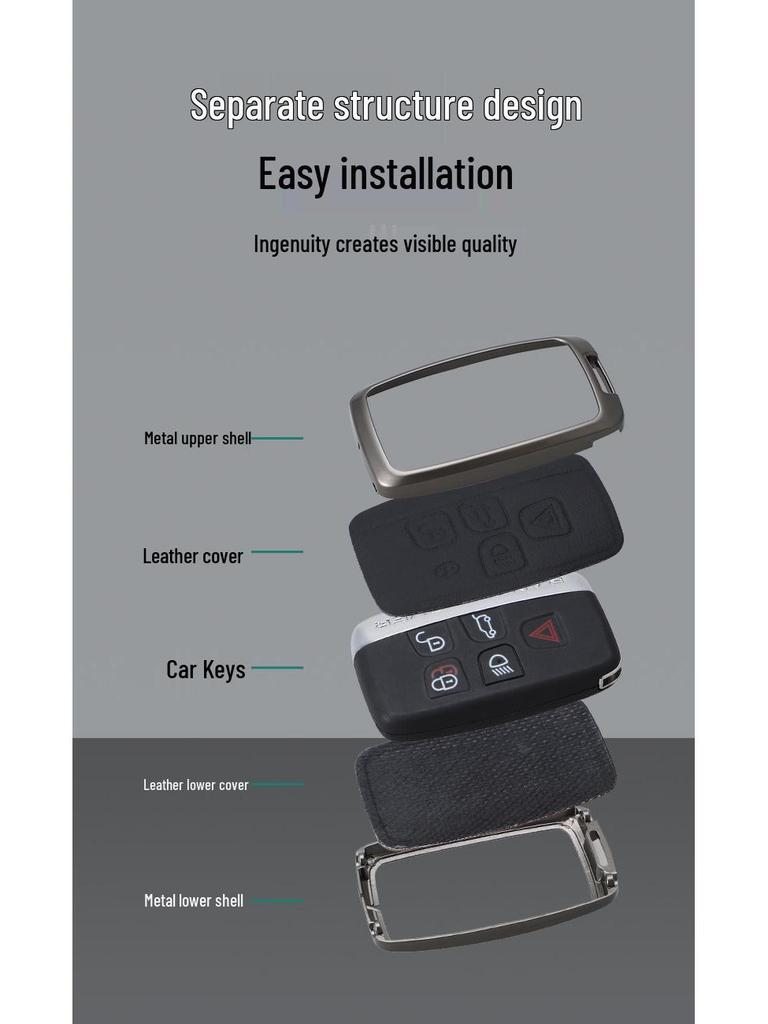 Jaguar XJ/XEL/XFL/FTYPE/EPACE Men's Leather Key Case with Metal Buckle
