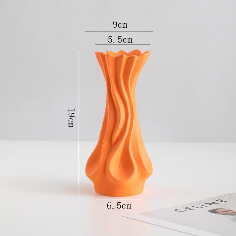 Nordic Ceramic Irregular shape Orange Small Vases, Home Dining Table, Living Room, Bedroom, Office Accessories, Flower Ware, 1Pc