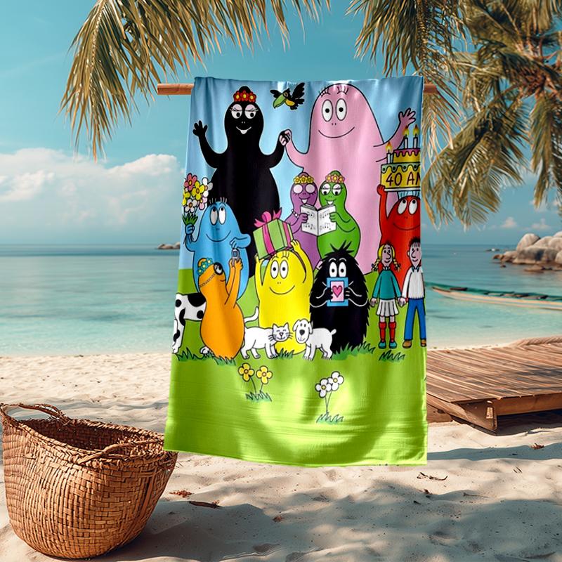 Ultra-Soft Beach Towel with Barbapapa Theme,Ideal for Pool - Camping, Diving - Perfect Travel Essential, Vibrant Beach Towel.