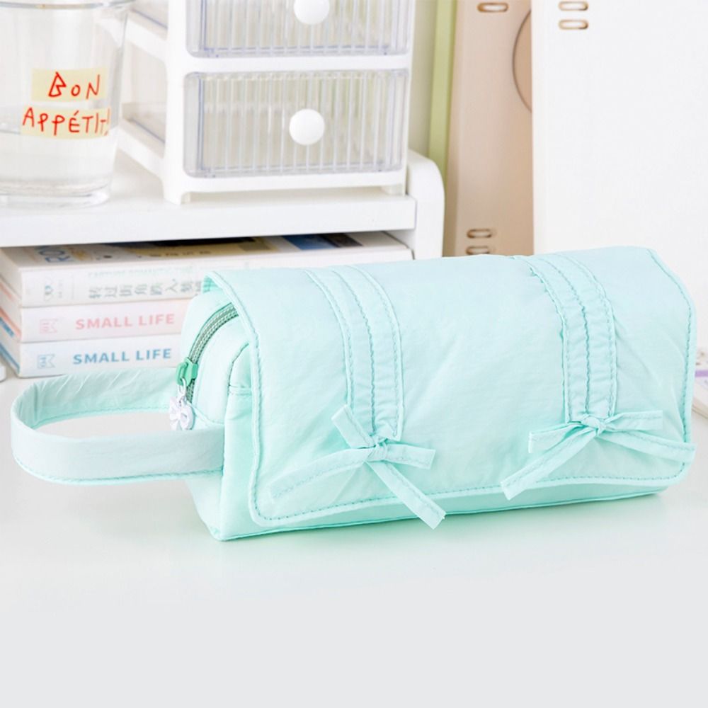 Bow Pencil Pouch Three Layers Stationery Storage Bag Save Space Pencil Case  School