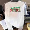 (Asian Size) Graphic Tee Women Merry Christmas Letter 90s New Year Print Casual Fashion Top O-neck Clothing T Shirt Long Sleeve T-shirts