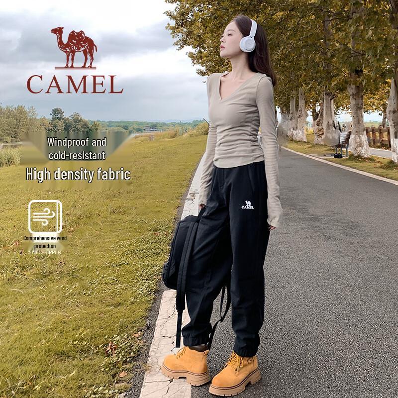 Camel Outdoor Windproof Water-Repellent Fleece-Lined Softshell Pants