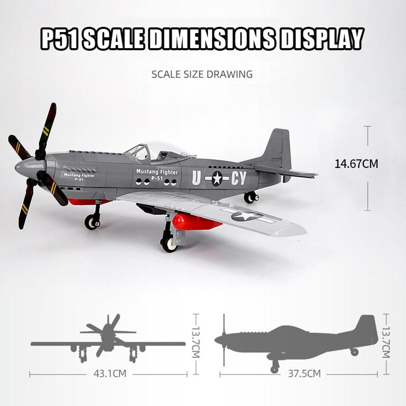 WG4006 WWII Vojenský 1/26 P51 Mustang Stíhačka Stavebnice Severoamerické Vzdušné Sily Prúdové Lietadlo Hračky Pre Deti Dospelý Darček