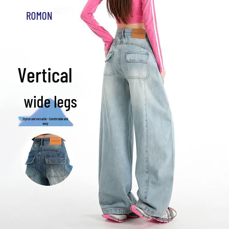 Luomeng Women's High-Waist Wide-Leg Jeans