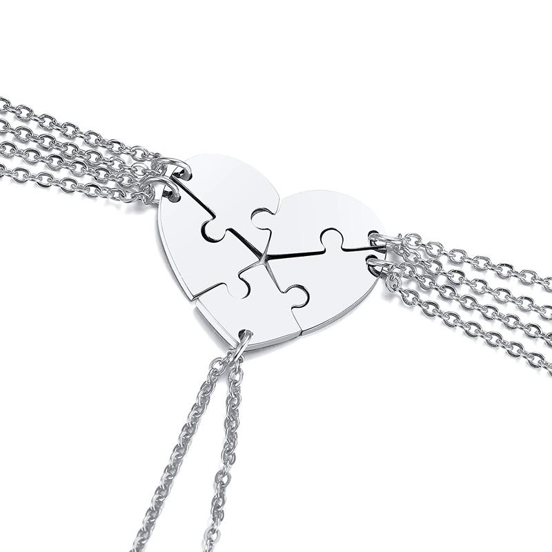 5 Pcs/Set Customize BFF Family Name Necklaces for Women Stainless Steel Love Heart Puzzle Pendant Friendship Gifts Jewelry