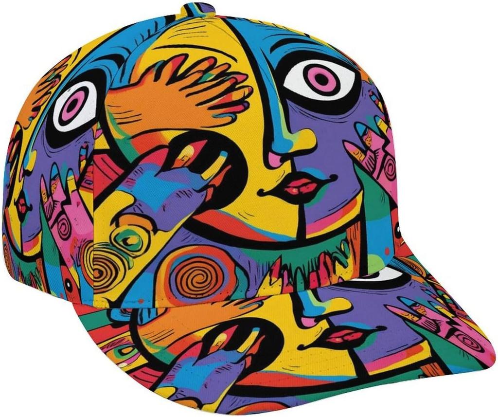 Żywe Abstrakcyjne Surrealistyczne Sztuka Odważna Kolorowa Twarz Odbicie Dłoni Kapelusze Czapki dla Mężczyzn Kobiet Miękkie Snapback Czapka Taty Letnie Kapelusze Wędkarskie