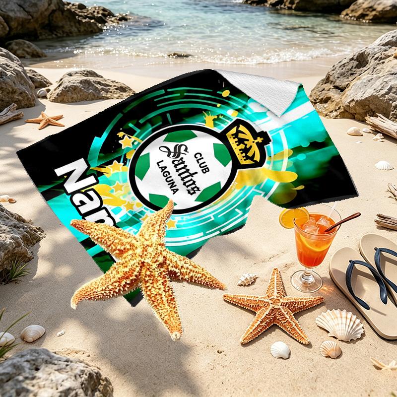 Custom Name Personalized Club Santos Laguna Print Beach Towel, for Trip Camping Beach Party Home Decor, Birthday Gift for Family & Friends