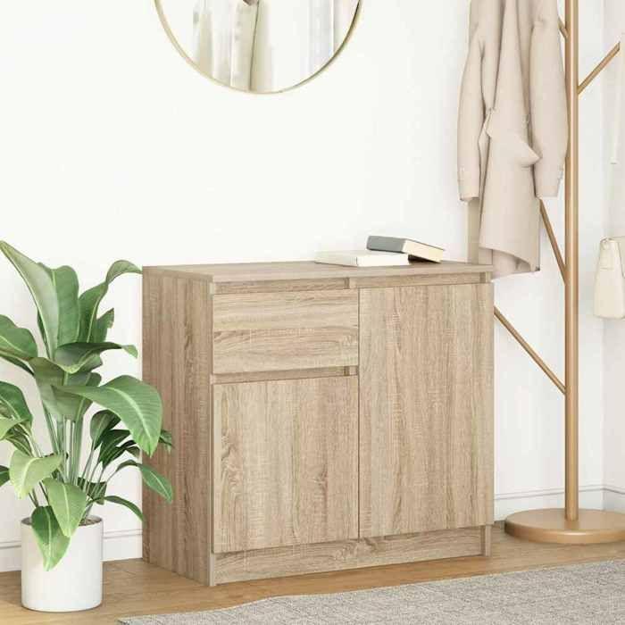 VidaXL Buffet avec tiroir chêne sonoma 71x35x65 cm bois d'ingénierie, meuble de rangement, buffet, meuble d'entrée, meuble 861600