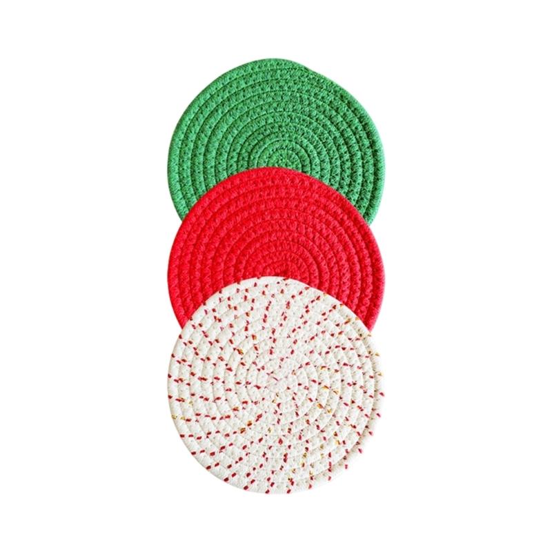 3Pcs Kitchen Table Mats Heatproof Colorful Dish Pad With Nonslip Base For Home Dining Protections Use