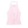 Fashion Style 2024 Summer New Arrival Women's Clothing Stylish Easiest for Match Bowknot Decoration Hanging Collar Tops 4772009