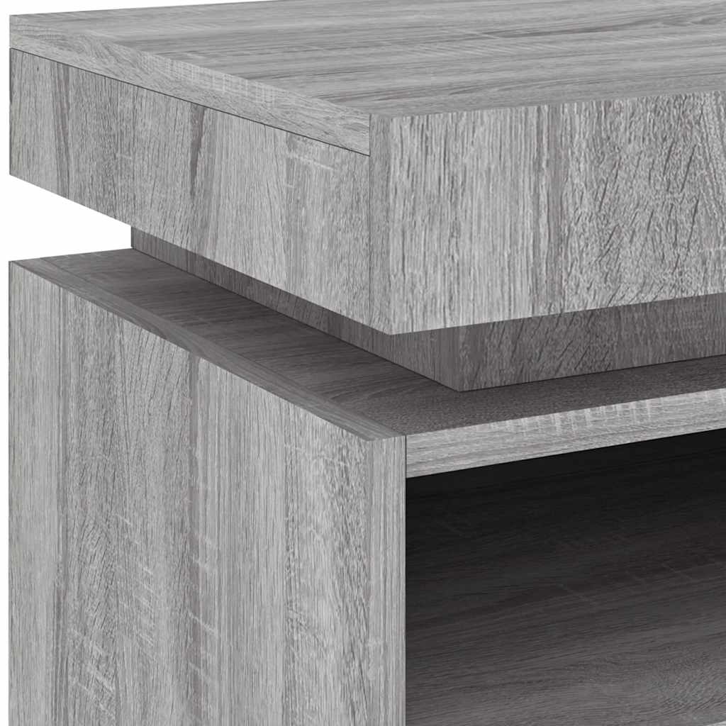 Nightstand with LED Lights Grey Sonoma 40 x 39 x 48.5 cm