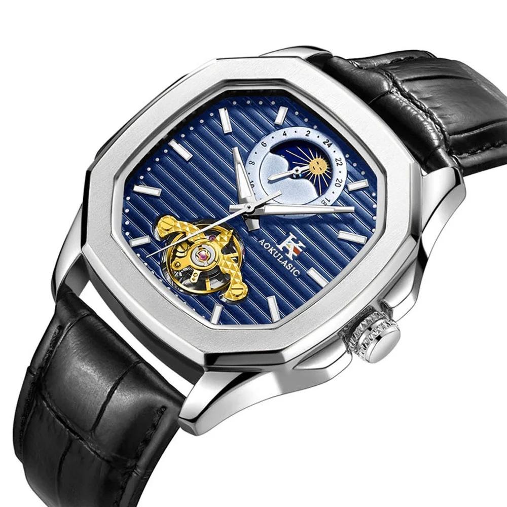 Aokulasic Men'S Fashion Casual Square Automatic Mechanical Watch