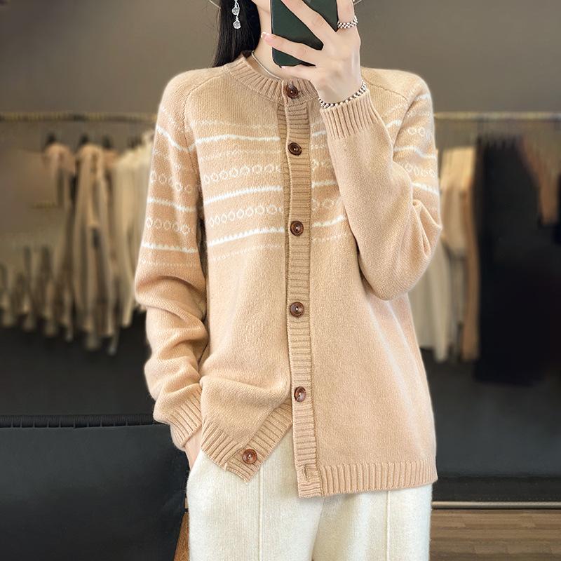 

Ретро кардиган с круглым вырезом, женский, осенне-зимняя мода, универсальный вязаный топ-куртка XXL