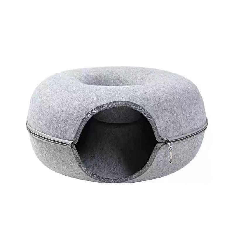 Four Seasons Pet Breathable Donut Cat Bed Zipper Closure Interactive Cat Litter Cat Training Toy Pet Supplies Accessories