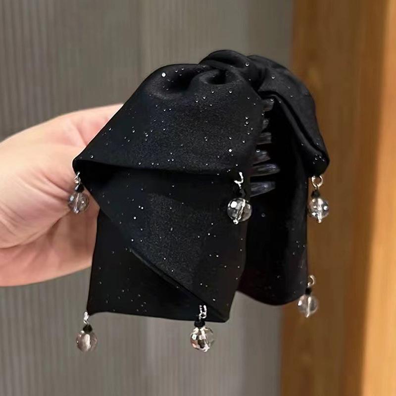 Shine  Lace Fabric Bow Hairpin Shark Clips Hair Claws For Women  Temperament Hair Accessories