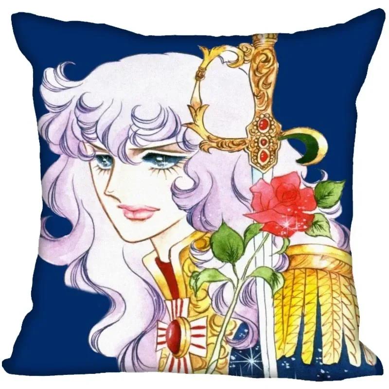 Anime The Rose Of Versailles Pillow Case For Home Decorative Satin Pillows Cover Invisible Zippered Throw Cushions Cover 1007
