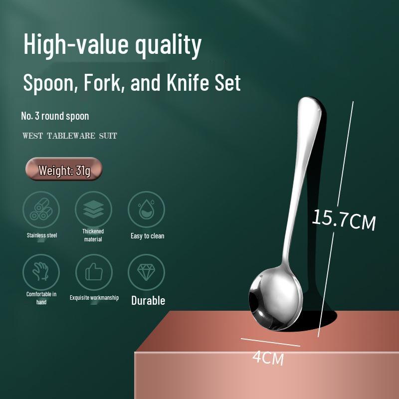1010 Stainless Steel Western Cutlery Set: Knife, Fork, Spoon, Dessert & Coffee Spoon, Steak Knife.