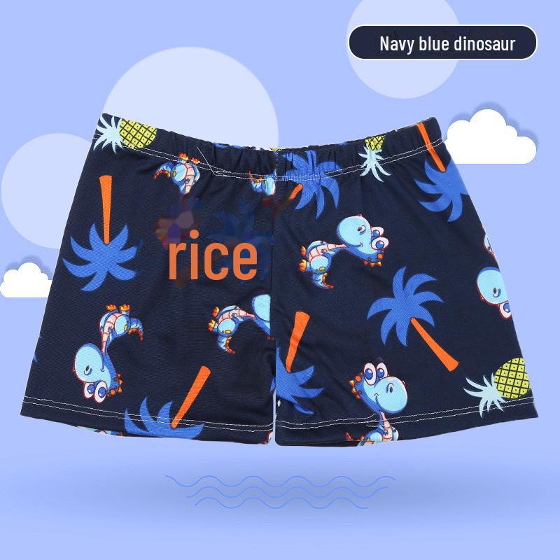 Kids' Korean-Style Cartoon Print Beach Swim Shorts - Comfortable Polyester Trunks for Boys