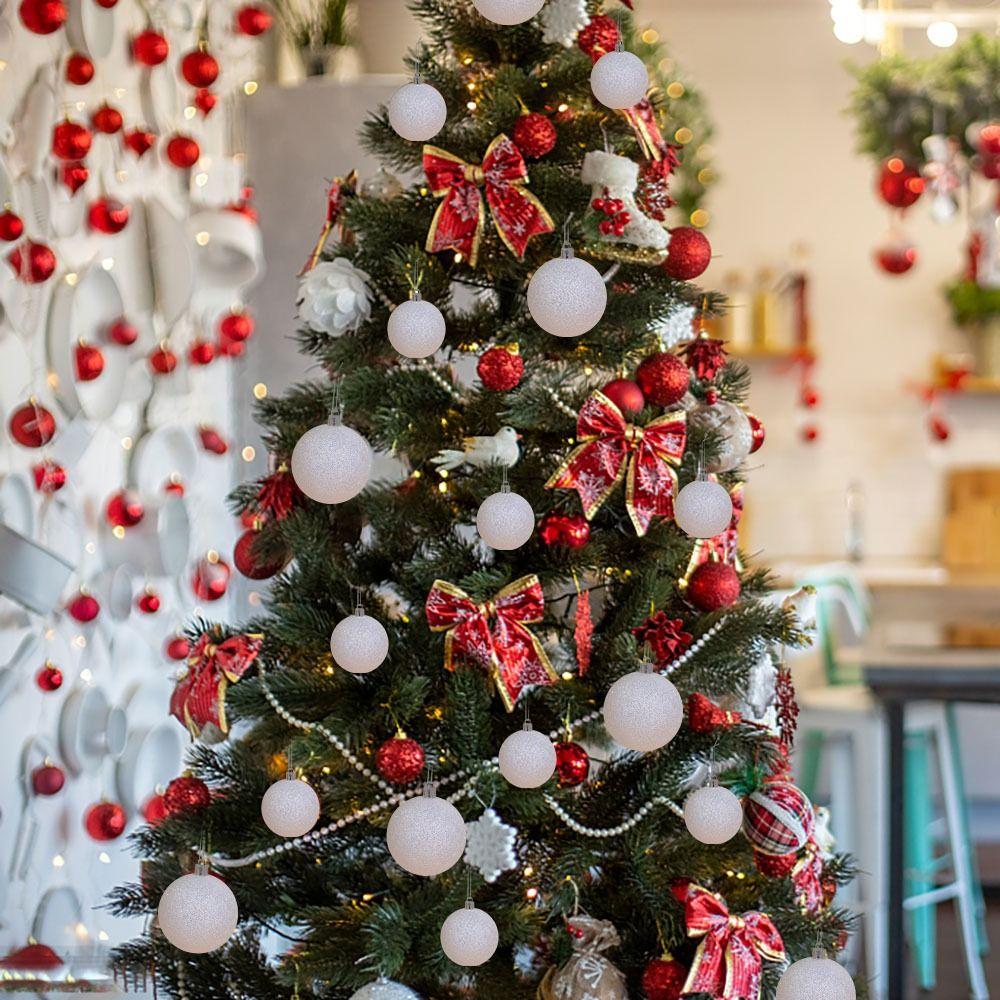 6pcs Xmas Hanging Decoartion Christmas Balls 6-8cm White Christma Tree Hanging Ball New Year DIY Gifts Glitter Christmas Balls