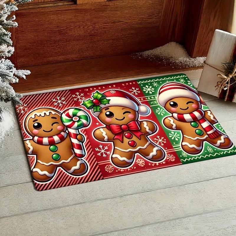 Christmas Gingerbread Doormat Non-Slip Entrance Doormat Carpet Living Room Sofa Carpet Bathroom Floor Carpet Home Decorat