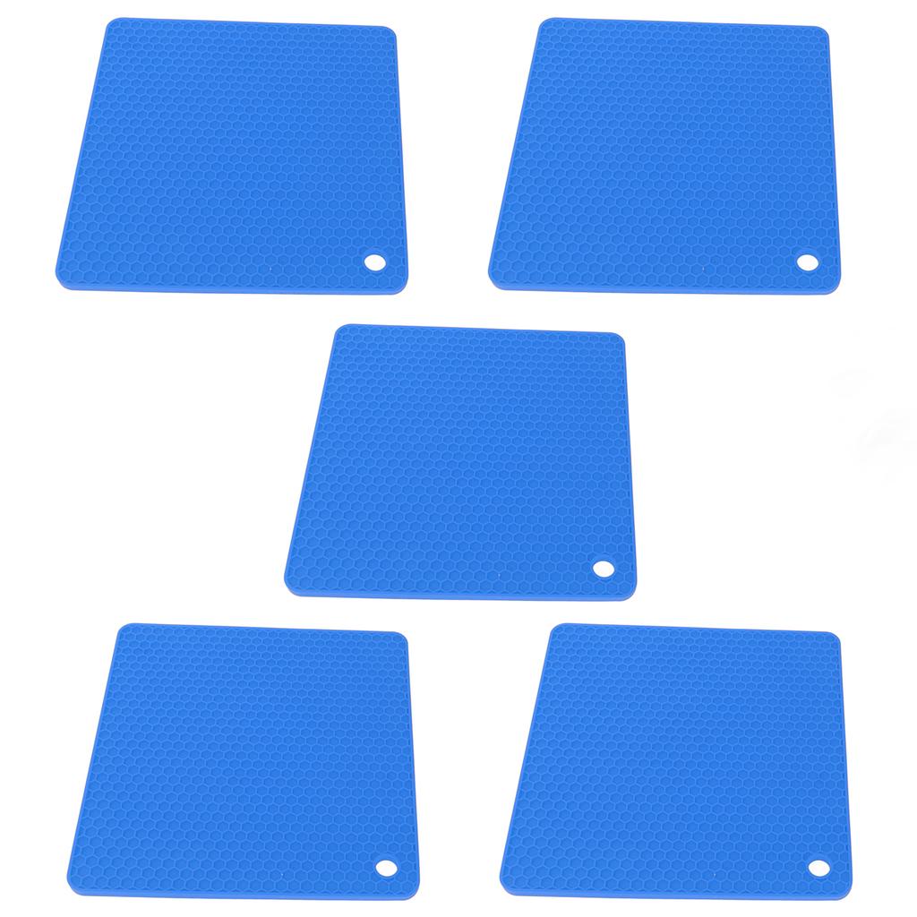 5 Stück Silikon Topflappen Matte Hitzebeständig Rutschfest Quadrat Waben Untersetzer Matte Hitzepads für