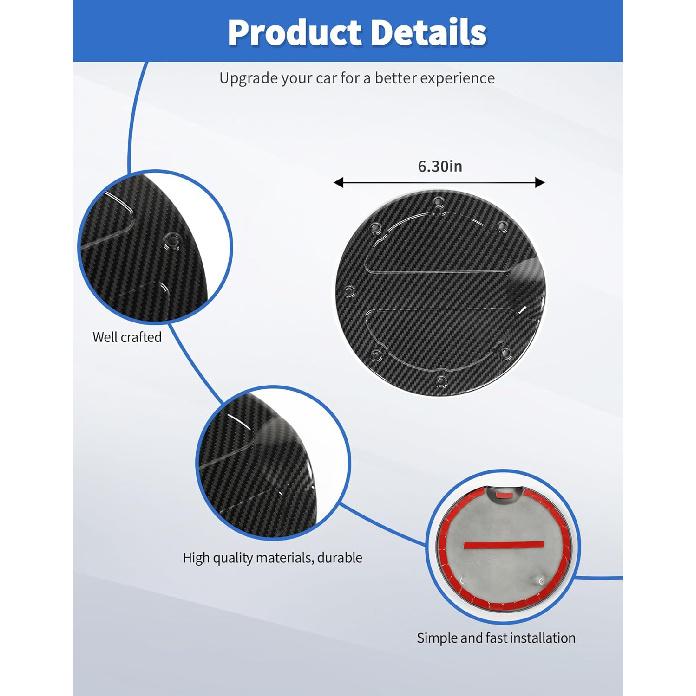 Fit for 2009-2014 Ford F-150 Fuel Gas Filler Tank Door Cap Cover, Carbon fiber Gas Tank Cap Fuel Filler Door Cover Trim Exterior Accessories, Carbon