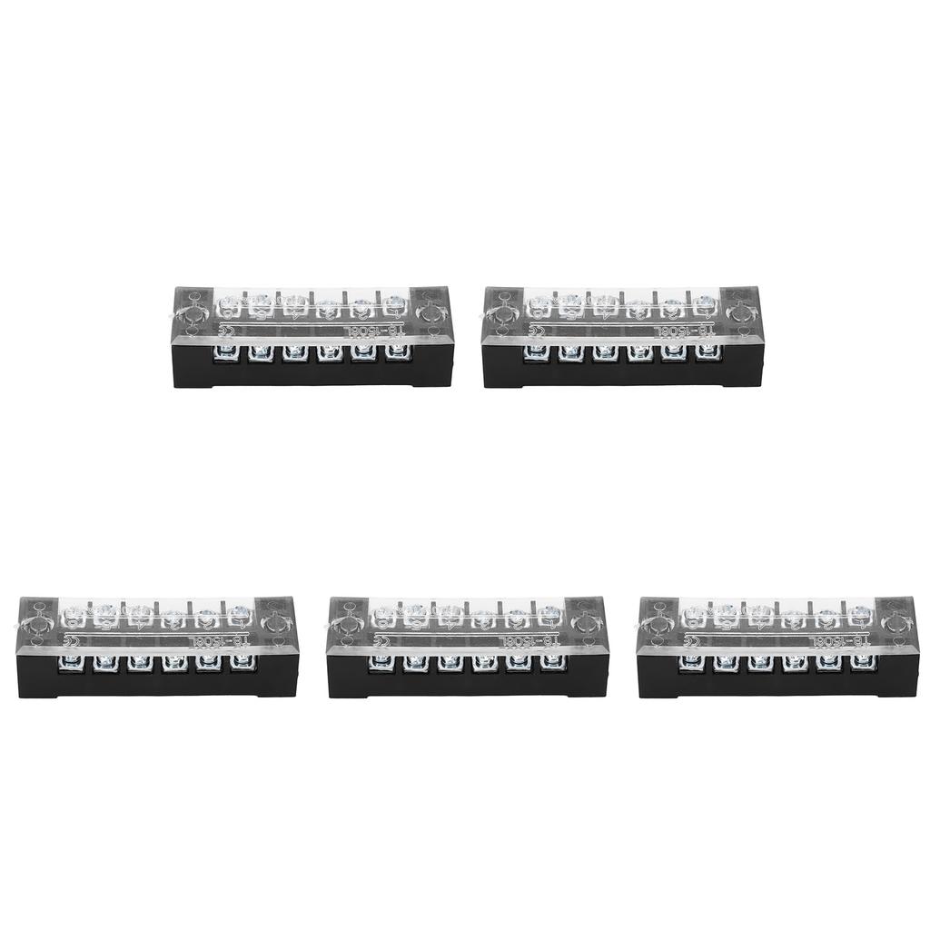 5pcs Terminal Block Barrier Strip Dual Row TB 15A 600V M3 Screws High Tenacity Wire Barrier Block 6 Positions(1506)