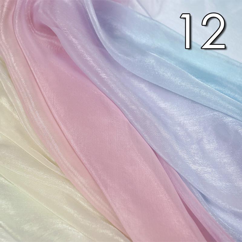 1/2/5 Meter 30D Rainbow Gradient Color Chiffon Fabric Organza Tulle Fabric For Diy Ancient Style Hanfu Silky Dress Stage Garment