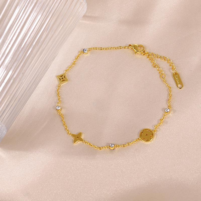 Полое ожерелье «Счастливый клевер» с передовым дизайном и женское ожерелье из титановой стали bracelet золотой