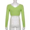 Knitted Cropped Sweaters Women Chain V Neck Long Sleeve Cardigan Tops Pullovers Oversized Clothes Solid S-L