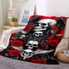 1pc Skull Roses Blanket, Lightweight Flannel Throw For Sofa, Bed, Travel, Camping, Livingroom, Office, Couch, Chair, And Bed,