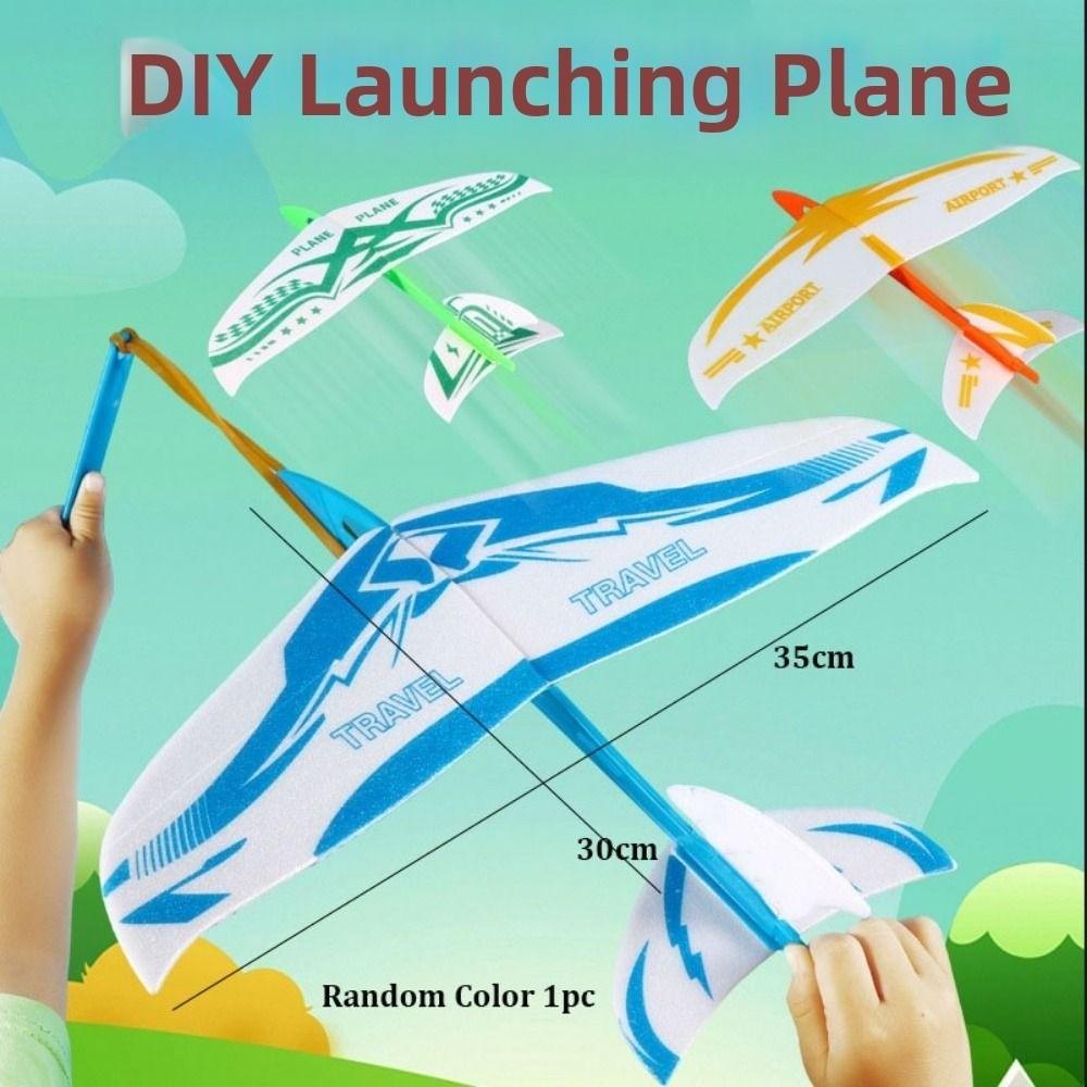 Rubber Bands Power Hand Throw Aircraft Toy Multicolors Foam Plane Flying Glider for Kids Outdoor