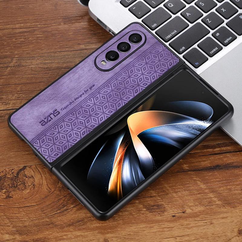 

Чехол с 3D-тиснением для Samsung Galaxy Z Fold 6 5 4 3 Fold4 5G, мягкий матовый кожаный чехол для полной защиты камеры for Galaxy Z Fold 4 фиолетовый