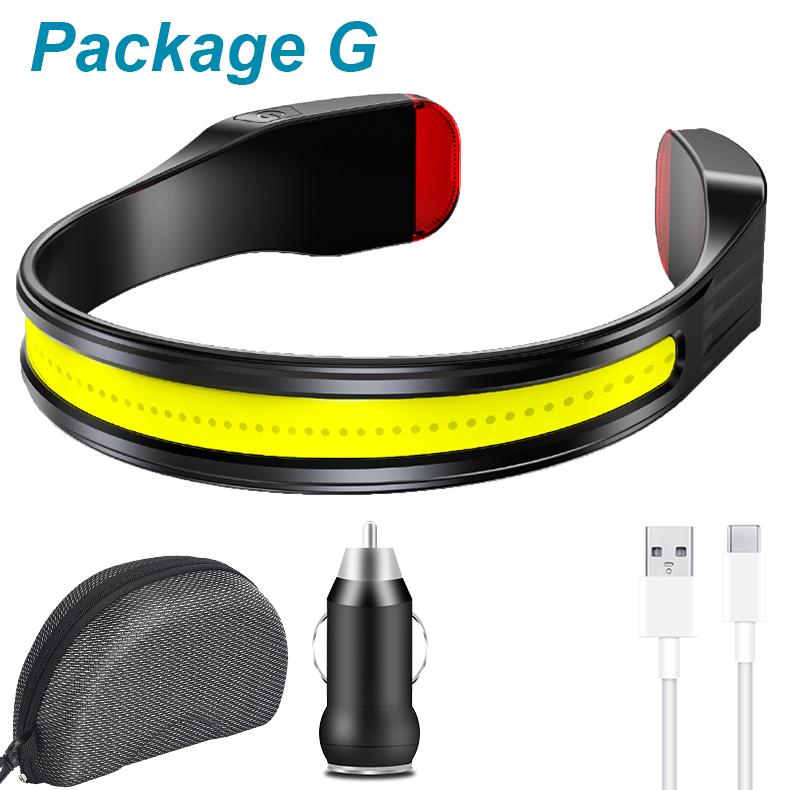 COB LED HeadLamp Type-C USB Rechargeable Headlight Multifunction Light Portable Head Flashlight Lamp Tail White Lamp; Red light