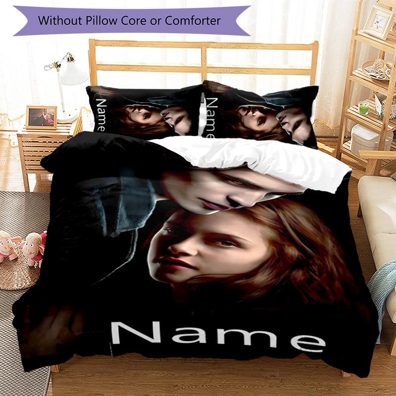 3pcs Custom Name The Twilight Saga Bedding Set Duvet Cover Closure Includes 1 Duvet Cover & 2 Pillowcases for All Seasons Bedroom Decor
