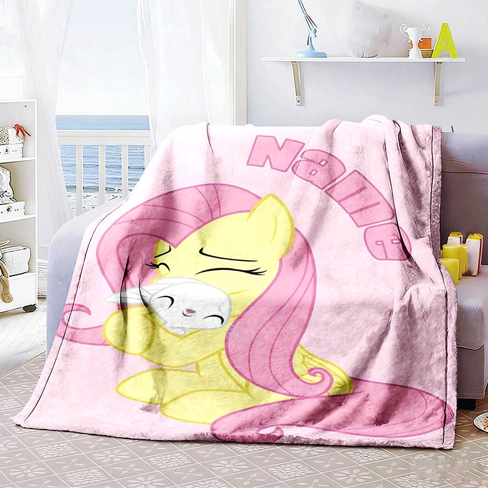 Little Pony (2) Personalized Name Blanket Throw Customizable Blanket Soft Warm Cozy Throw For Seaside Bed Office Bedding All-Season Use