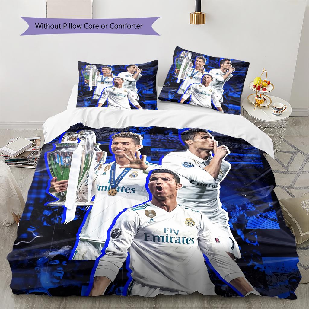 Madrid players Pattern Bedding Home Decoration Birthday Gift (1 * duvet cover + 2 * pillowcase, without core)