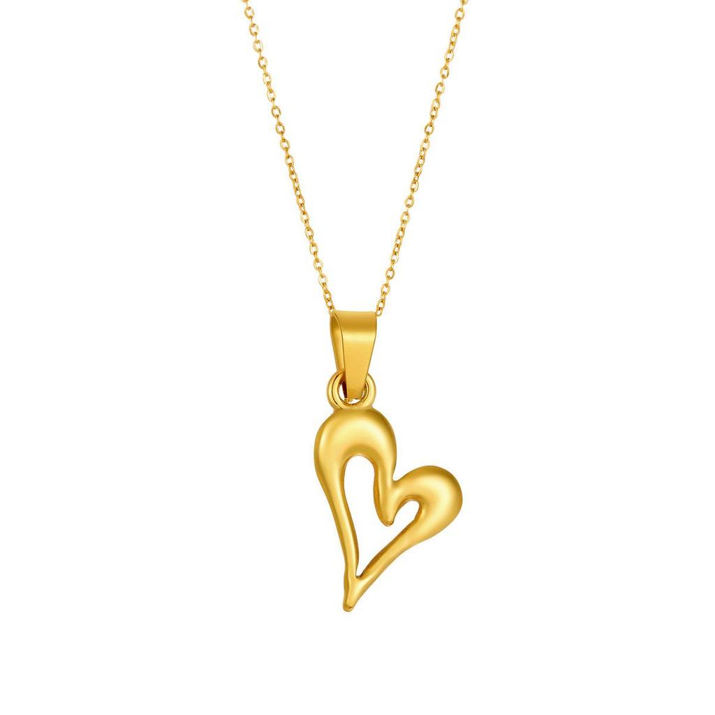 Hollow Heart Stainless Steel Pendant Necklace for Women - Fashionable and Durable Titanium Steel Jewelry