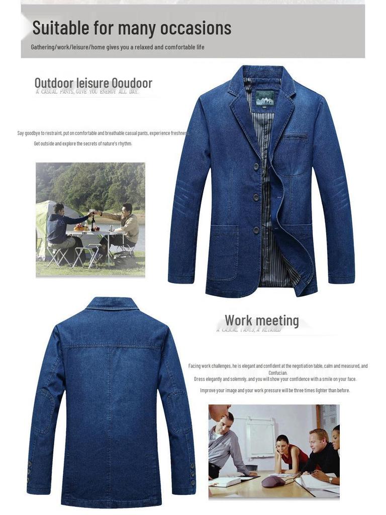 Men's Plus Size Casual Denim Jacket 2182