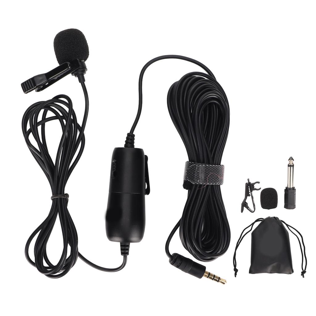 S2 Lavalier Microphone Professional Lapel Mic with 6.5mm Adapter for Recording Video Vlogs Podcasts Interviews