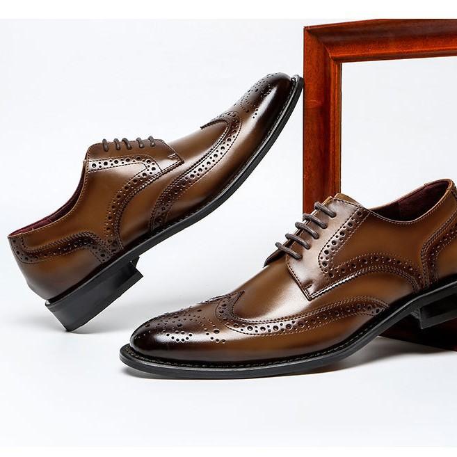 Japanese business leather shoes men's genuine leather men's leather shoes casual Brock men's shoes cowhide British style men's leather shoes