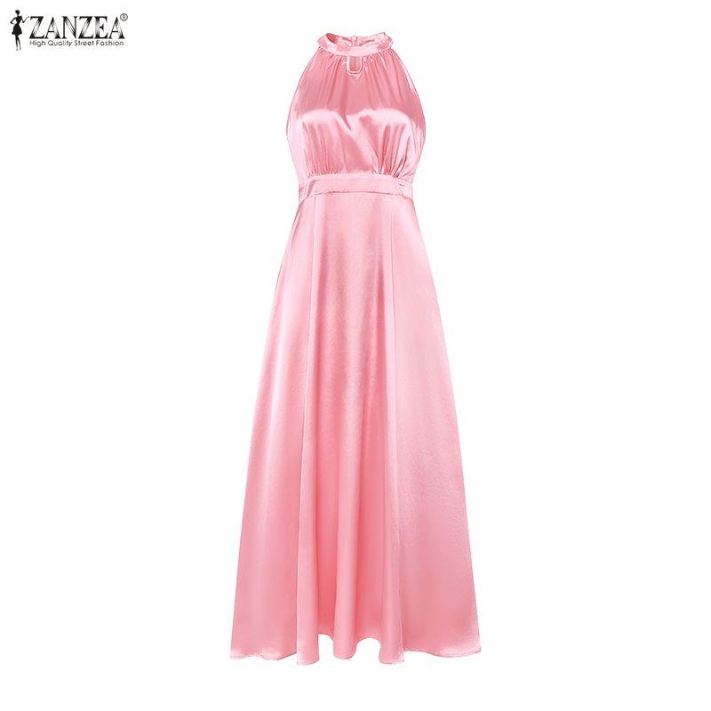 ZANZEA Women Casual Off Shoulder Elegant Sleeveless Long Dress