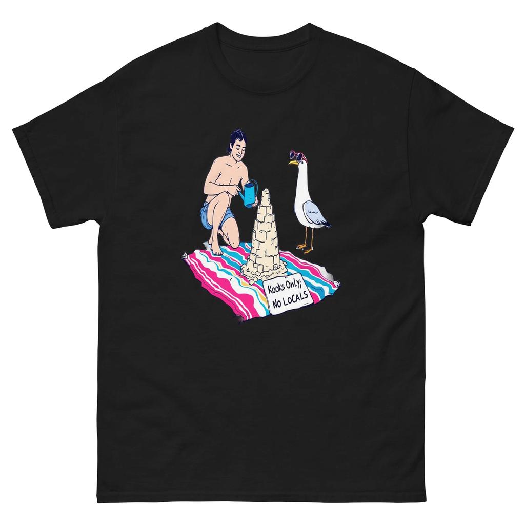 Kooks Only No Locals Man Seagull Sancastle Funny T-Shirt