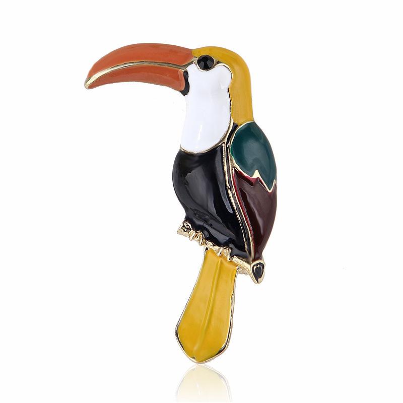 

Европейская и американская новая милая брошь со стразами и масляной эмалью в виде дятла, модная универсальная брошь из сплава